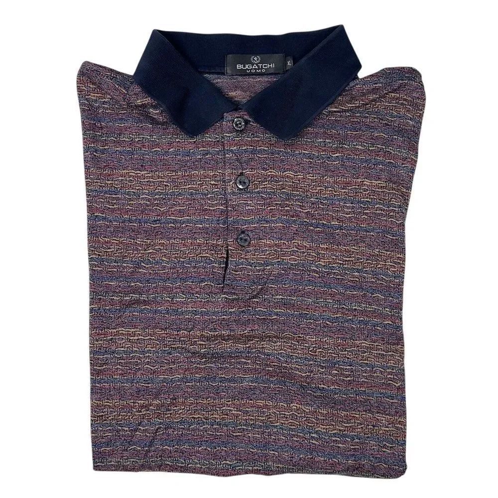 Bugatchi Uomo Polo Shirt Mens XL Multicolor Short Sleeve Golf Collared